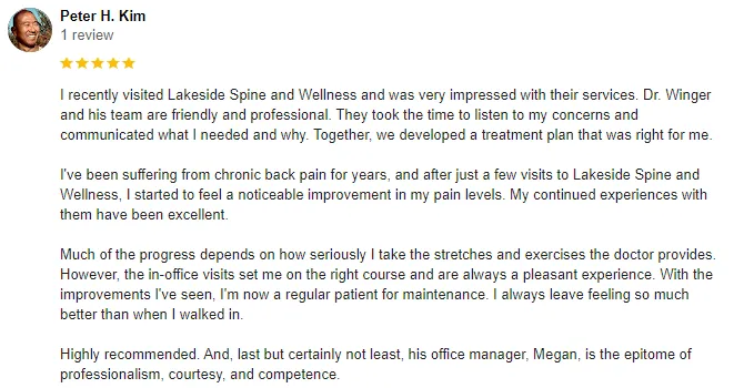 Chiropractic Renton WA Peter Kim Testimonial